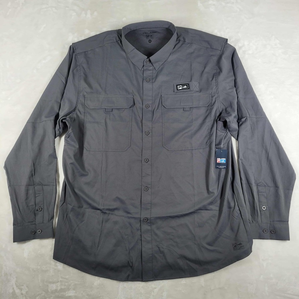 Pelagic Guide Long Sleeve Shirt Men's 3XL Gray Keys Pro Fishing UPF 50+ NWT